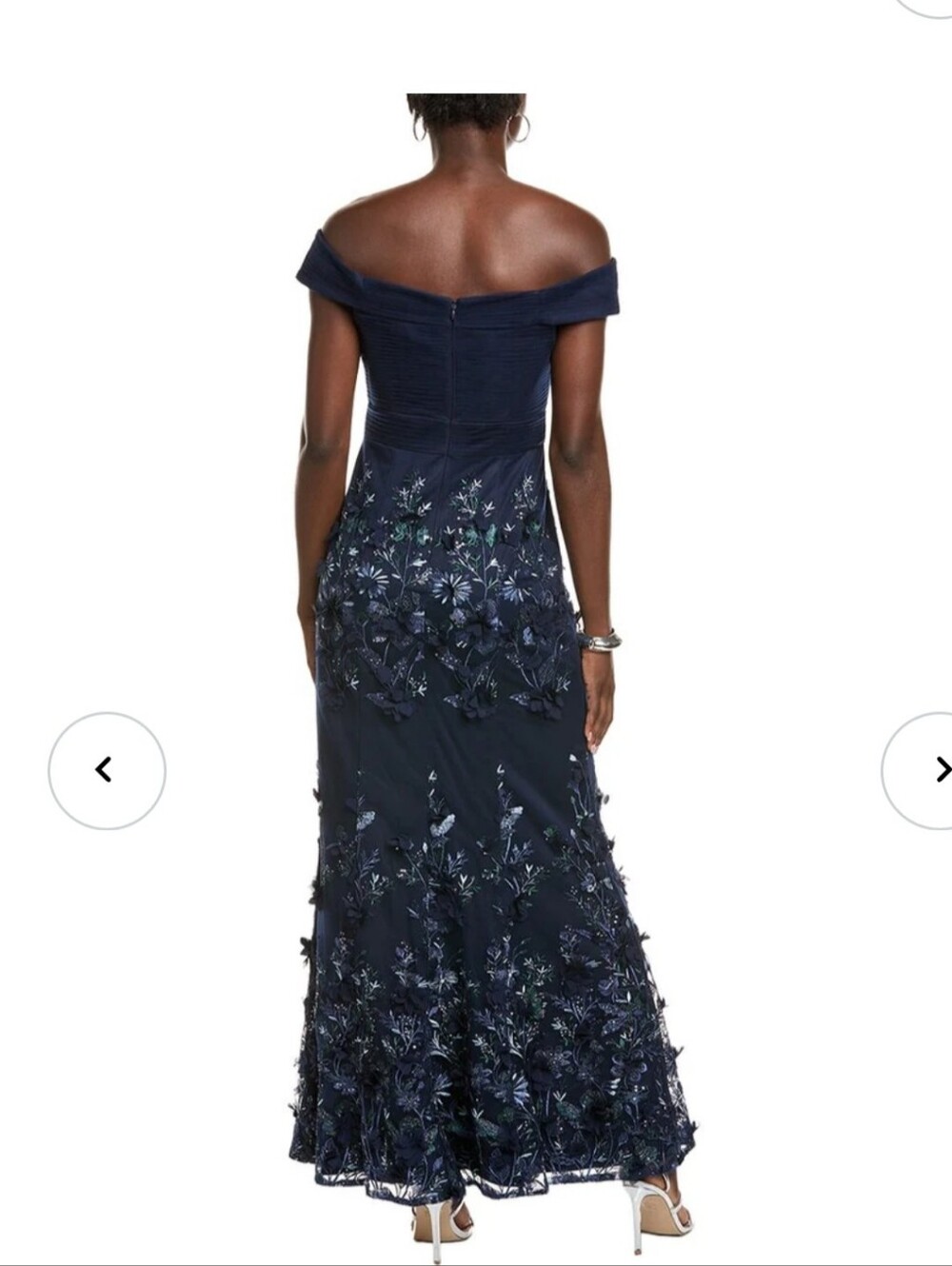 NWT Aidan Mattox Navy 3D Floral Embroidered Formal Gown Dress Sz 12 $595 Luxury - Picture 2 of 13